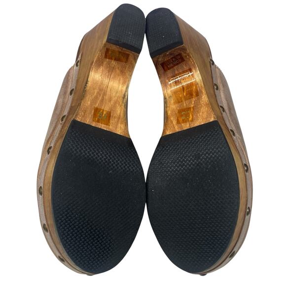 Cordani Women’s Zorba Tan Distressed Leather Wooden Clog Size 37 US 6.5 - Picture 9 of 12